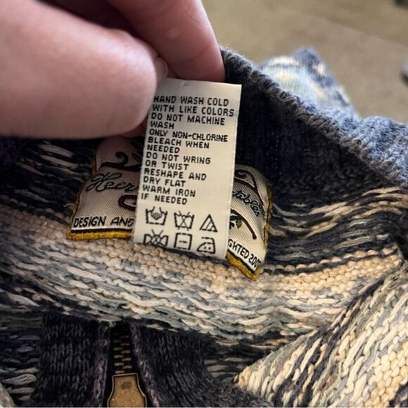 Vintage Y2K Heirloom Collectibles Fair Isle Zip-Up Sweater Nordic Knit Blue M - Picture 4 of 5